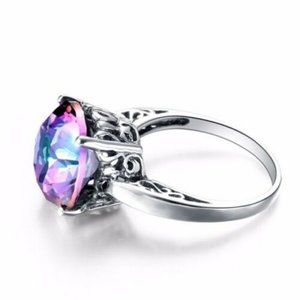 Vintage Style Mystic Topaz Ring sz 6